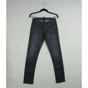 True Religion Jeans Womens 25 Blue Coated Skinny Stretch Denim Rock Goth USA Y2K